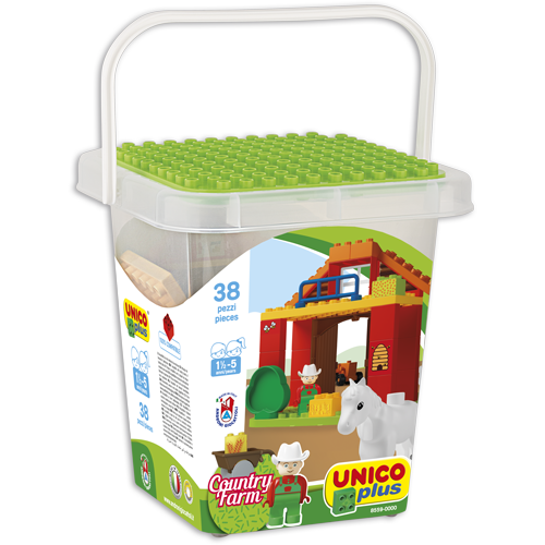 Unicoplus Fattoria Con 46 Pezzi - Personaggi, Animali E Accessori, Compatibile Con Mattoncini, Made In Italy