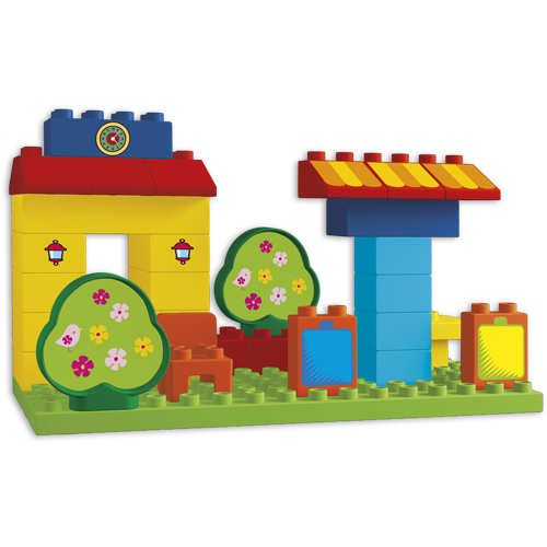 Unico ANDRONI Giocattoli Costruzioni Plus Max Family B/Salon, 80 Pezzi, 3 Personaggi, Compatibile Con Mattoncini, Made In Italy